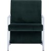 Křeslo s chromovanými nohami samet [282158] (Barva Tmavě zelená)