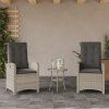 3dílný bistro set s poduškami polyratan [365177] (Barva Černá)