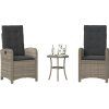 3dílný bistro set s poduškami polyratan [365177] (Barva Černá)