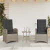 3dílný bistro set s poduškami polyratan [365177] (Barva Černá)