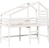 Patrová postel s žebříkem a střechou 90 x 190 cm borovice [3281991] (Barva Bílá)