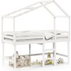 Patrová postel s žebříkem a střechou 90 x 190 cm borovice [3282069] (Barva Bílá)