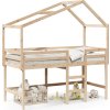 Patrová postel s žebříkem a střechou 90 x 190 cm borovice [3282069] (Barva Bílá)