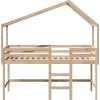 Patrová postel s žebříkem a střechou 90 x 190 cm borovice [3282069] (Barva Bílá)
