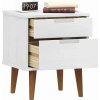 Noční stolek MOLDE 40 x 35 x 48 cm masivní borové dřevo [350496] (Barva Bílá)
