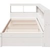 Postel s knihovnou bez matrace 90x200 cm masivní borovice [3324359] (Barva Bílá)