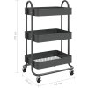 Vozík se 3 patry 43 x 34 x 79 cm ocel [335867] (Barva Antracitová)