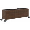Zahradní truhlíky s kolečky 2 ks 107x32x38 cm polyratan [3210526] (Barva Hnědá)