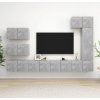 8dílný set TV skříněk dřevotříska [3078821] (Barva Černá)