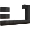 8dílný set TV skříněk dřevotříska [3078821] (Barva Černá)