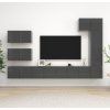 8dílný set TV skříněk dřevotříska [3078821] (Barva Černá)