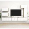 8dílný set TV skříněk dřevotříska [3078821] (Barva Černá)