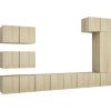 8dílný set TV skříněk dřevotříska [3078821] (Barva Černá)
