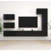 8dílný set TV skříněk dřevotříska [3078821] (Barva Černá)