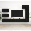 8dílný set TV skříněk dřevotříska [3078821] (Barva Černá)