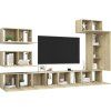 8dílný set TV skříněk dřevotříska [3078821] (Barva Černá)