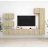 8dílný set TV skříněk dřevotříska [3078821] (Barva Černá)