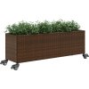 Zahradní truhlík s kolečky a 3 květináči 107 x 32 x 38 cm [366420] (Barva Hnědá)