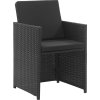 3dílný bistro set s poduškami polyratan [46373] (Barva Černá)