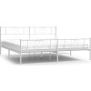 Kovový rám postele s hlavovým a nožním čelem 193 x 203 cm [355536] (Barva Bílá)