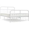 Kovový rám postele s hlavovým a nožním čelem 140 x 200 cm [352646] (Barva Bílá)