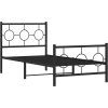 Kovový rám postele s hlavovým a nožním čelem 90 x 190 cm [376236] (Barva Černá)