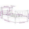 Rám postele s čelem voskově 90 x 200 cm masivní borovice [3305756] (Barva Bílá)