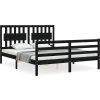 Rám postele s čelem 160 x 200 cm masivní dřevo [3194325] (Barva Černá)