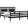Rám postele s čelem 160 x 200 cm masivní dřevo [3194325] (Barva Černá)