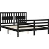 Rám postele s čelem 160 x 200 cm masivní dřevo [3194325] (Barva Černá)