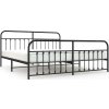 Kovový rám postele s hlavovým a nožním čelem 200 x 200 cm [352603] (Barva Černá)