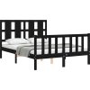Rám postele s čelem Double masivní dřevo [3192210] (Barva Černá)