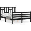 Rám postele s čelem 140 x 190 cm masivní dřevo [3194945] (Barva Černá)