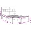 Rám postele s čelem 140 x 200 cm masivní dřevo [3193600] (Barva Černá)