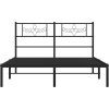 Kovový rám postele s čelem 140 x 190 cm [355267] (Barva Černá)