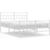Kovový rám postele s hlavovým a nožním čelem 140 x 200 cm [355727] (Barva Bílá)