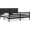 Rám postele s čelem 200 x 200 cm masivní dřevo [3195050] (Barva Černá)