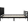 Rám postele s čelem 200 x 200 cm masivní dřevo [3195050] (Barva Černá)