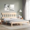 Rám postele s čelem King Size masivní dřevo [3193605] (Barva Černá)
