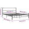 Rám postele s čelem bez matrace kovový 140x200 cm [286494] (Barva Šedá)