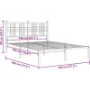 Kovový rám postele s čelem 140 x 190 cm [376373] (Barva Bílá)
