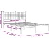 Kovový rám postele s čelem 140 x 190 cm [376373] (Barva Bílá)