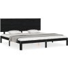 Rám postele s čelem 200 x 200 cm masivní dřevo [3193685] (Barva Černá)