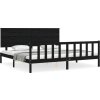 Rám postele s čelem 200 x 200 cm masivní dřevo [3193425] (Barva Černá)