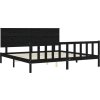 Rám postele s čelem 200 x 200 cm masivní dřevo [3193425] (Barva Černá)