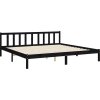 Rám postele s čelem 200 x 200 cm masivní dřevo [3193425] (Barva Černá)