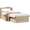 Rám postele s čelem 100 x 200 cm masivní borové dřevo [3306348] (Barva Přírodní)