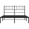 Kovový rám postele s čelem 140 x 200 cm [355268] (Barva Černá)