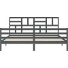 Rám postele s čelem 200 x 200 cm masivní dřevo [3194918] (Barva Šedá)