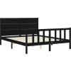 Rám postele s čelem 160 x 200 cm masivní dřevo [3192765] (Barva Černá)
